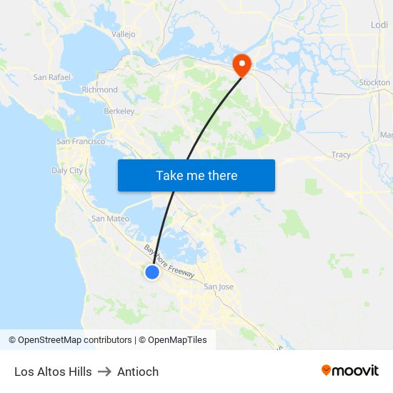 Los Altos Hills to Antioch map