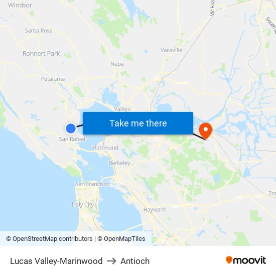 Lucas Valley-Marinwood to Antioch map