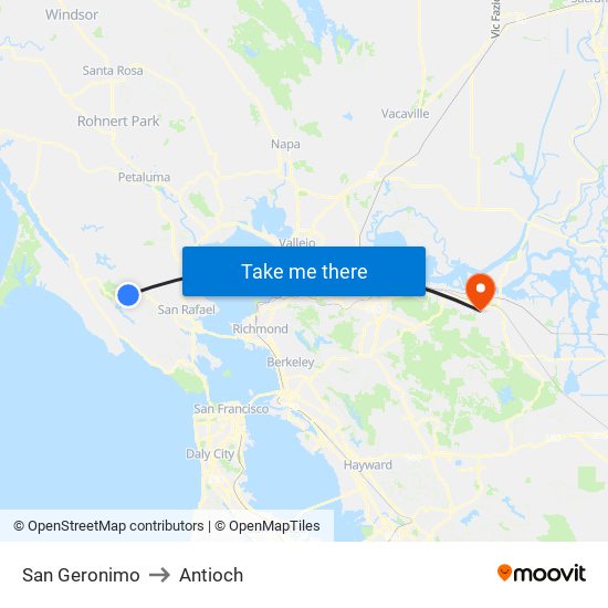 San Geronimo to Antioch map