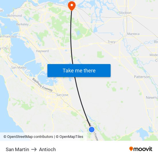 San Martin to Antioch map