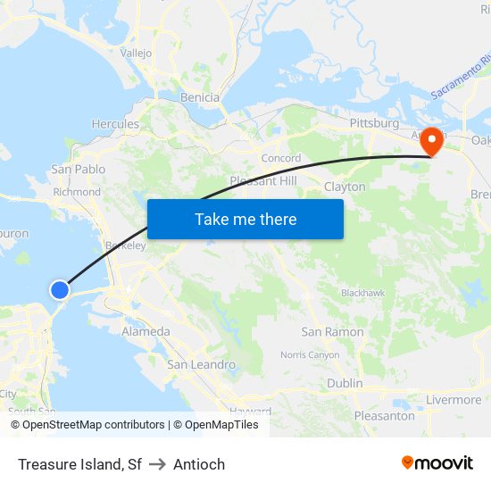 Treasure Island, Sf to Antioch map