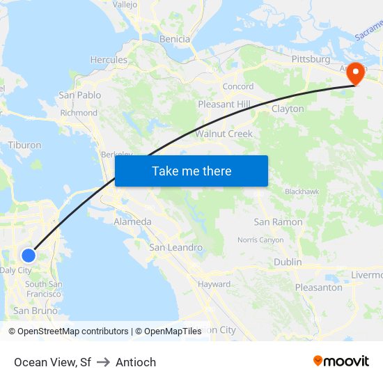 Ocean View, Sf to Antioch map