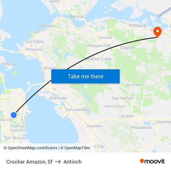 Crocker Amazon, Sf to Antioch map