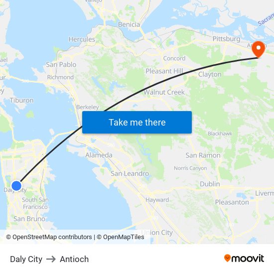 Daly City to Antioch map