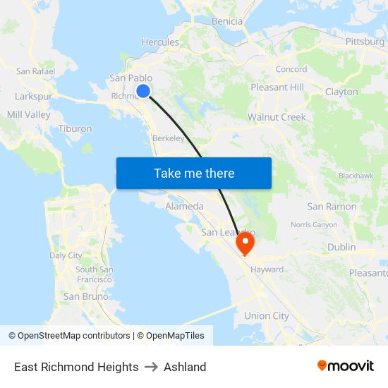 East Richmond Heights to Ashland map