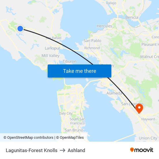 Lagunitas-Forest Knolls to Ashland map