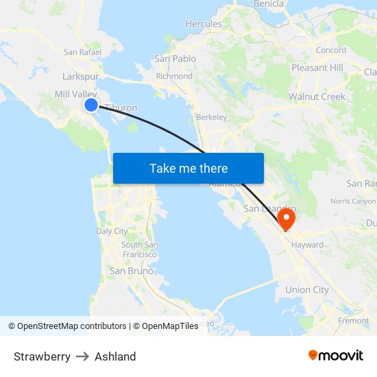 Strawberry to Ashland map