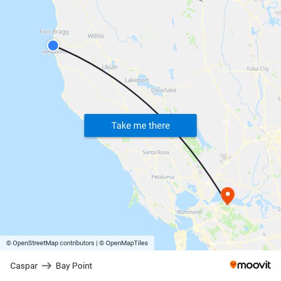 Caspar to Bay Point map