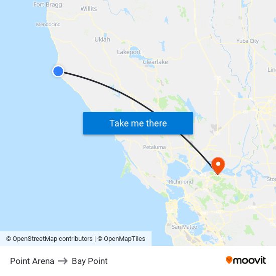 Point Arena to Bay Point map