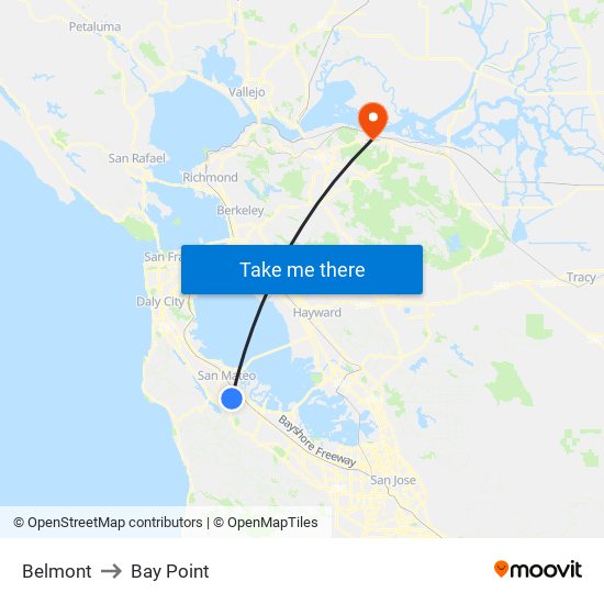 Belmont to Bay Point map