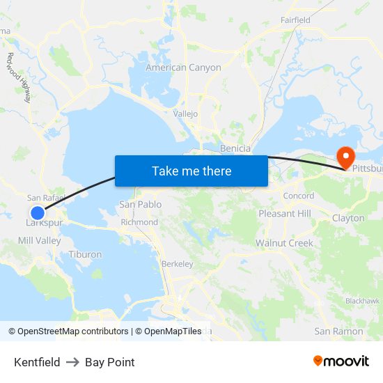 Kentfield to Bay Point map