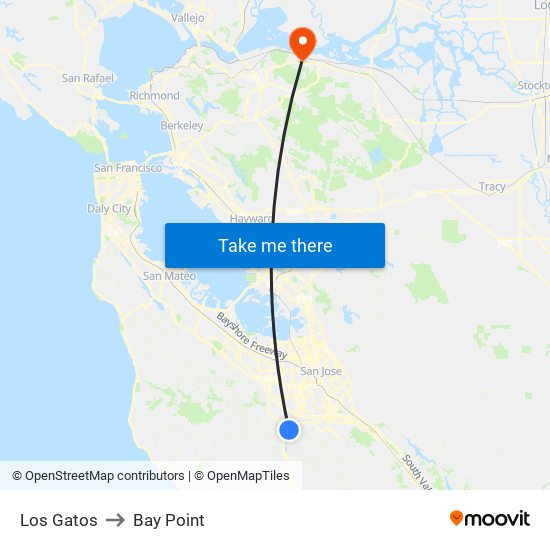 Los Gatos to Bay Point map