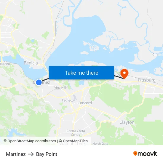 Martinez to Bay Point map