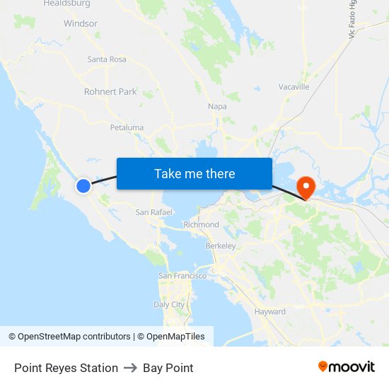 Point Reyes Station to Bay Point map