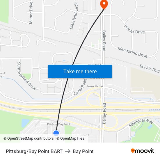 Pittsburg/Bay Point BART to Bay Point map