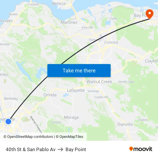 40th St & San Pablo Av to Bay Point map
