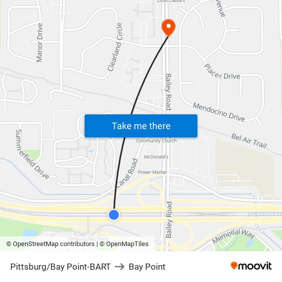 Pittsburg/Bay Point-BART to Bay Point map