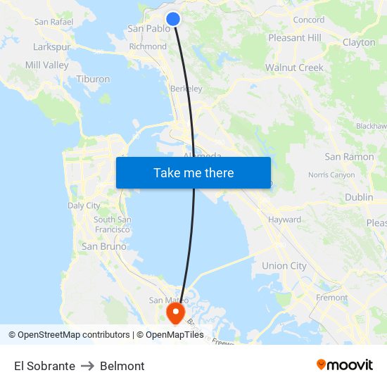 El Sobrante to Belmont map