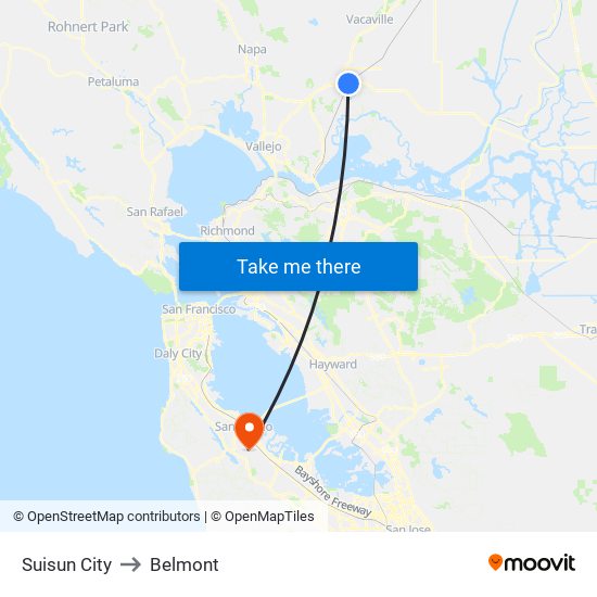 Suisun City to Belmont map