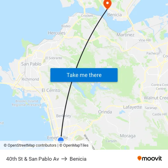 40th St & San Pablo Av to Benicia map