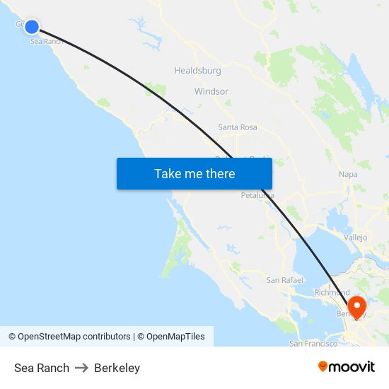 Sea Ranch to Berkeley map