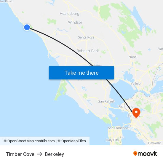 Timber Cove to Berkeley map