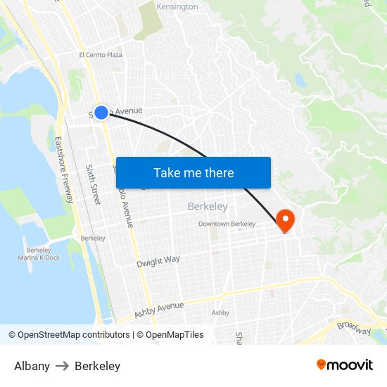 Albany to Berkeley map