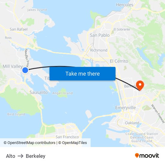 Alto to Berkeley map