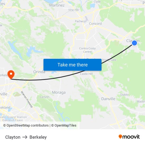 Clayton to Berkeley map
