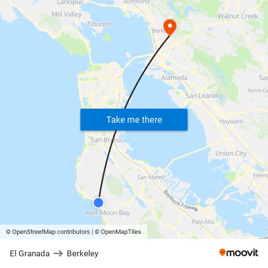 El Granada to Berkeley map