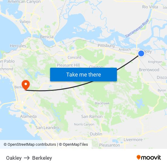 Oakley to Berkeley map
