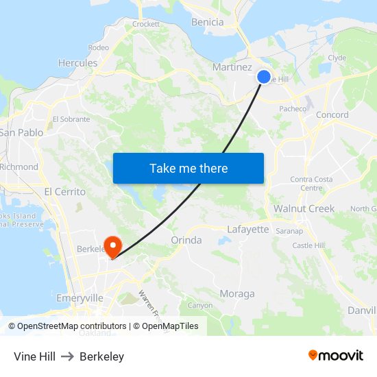 Vine Hill to Berkeley map