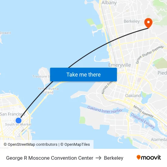 George R Moscone Convention Center to Berkeley map