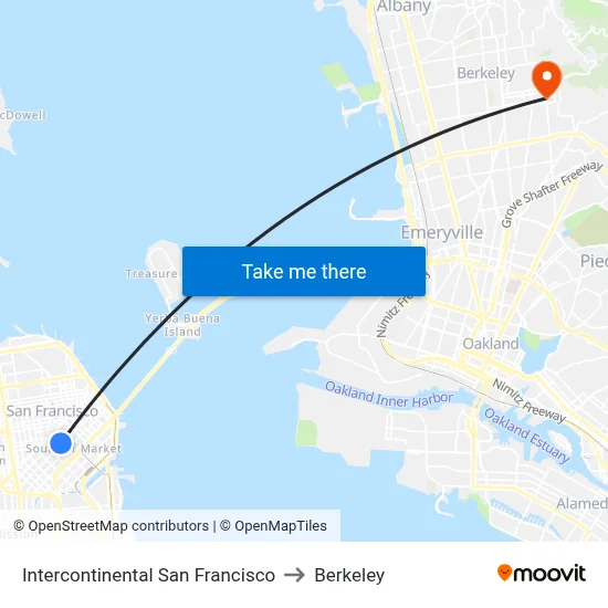 Intercontinental San Francisco to Berkeley map