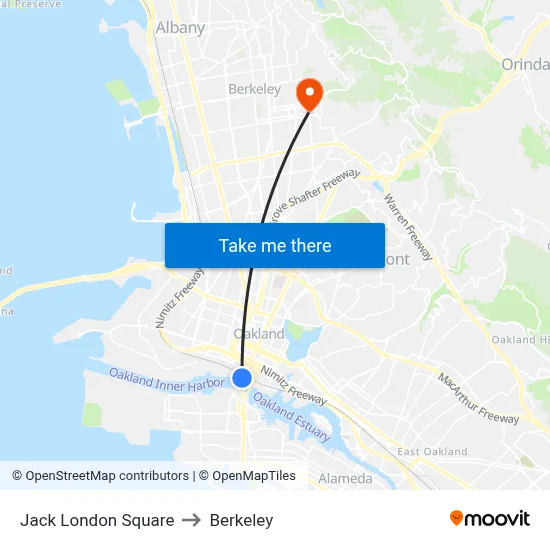 Jack London Square to Berkeley map