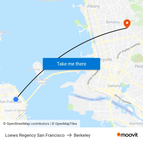 Loews Regency San Francisco to Berkeley map