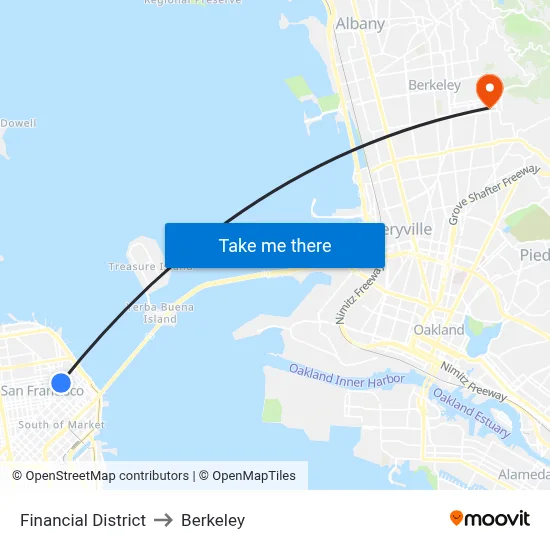 Financial District to Berkeley map