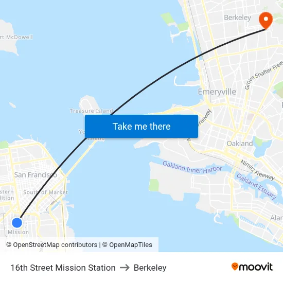 16th Street Mission Station to Berkeley map