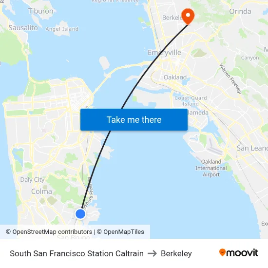 South San Francisco Station Caltrain to Berkeley map