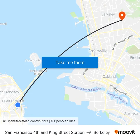 San Francisco 4th and King Street Station to Berkeley map
