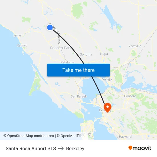 Santa Rosa Airport STS to Berkeley map