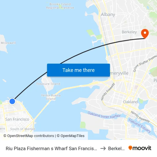Riu Plaza Fisherman s Wharf San Francisco to Berkeley map