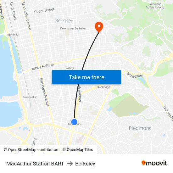 MacArthur Station BART to Berkeley map