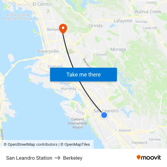 San Leandro Station to Berkeley map