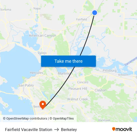 Fairfield Vacaville Station to Berkeley map