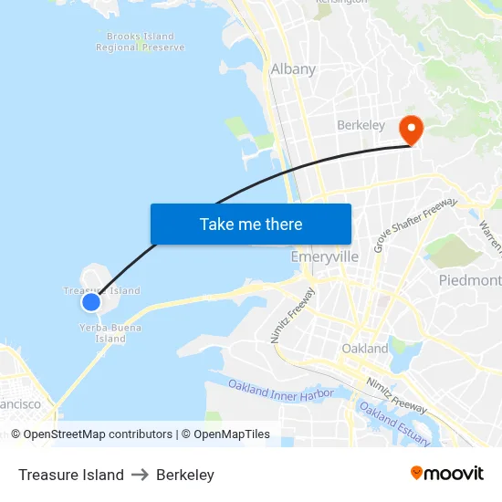 Treasure Island to Berkeley map