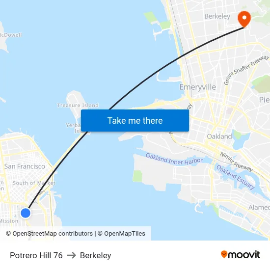 Potrero Hill 76 to Berkeley map