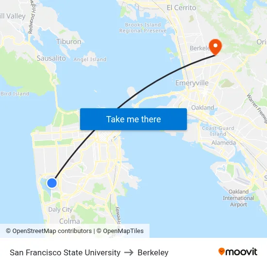 San Francisco State University to Berkeley map