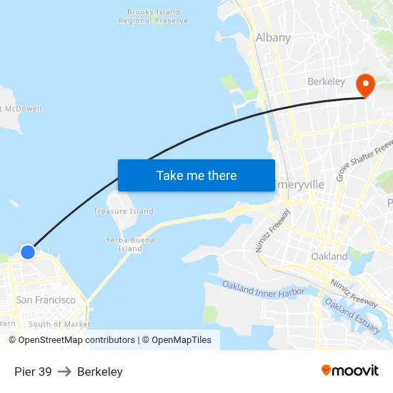 Pier 39 to Berkeley map