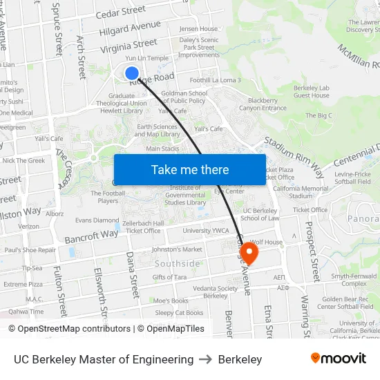 UC Berkeley Master of Engineering to Berkeley map